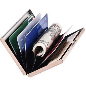 BONSYL Slim Kreditkartenhalter aus Metall, RFID/NFC Schutz, für 6 Karten, für Damen und Herren