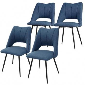 Juego de 4 sillones para comedor de ML-Design, asientos de poliéster, respaldo ergonómico, patas en negro
