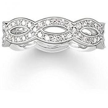 Bague en Argent Sterling 925 de Thomas Sabo pour Femmes avec Pavé d'Oxydes de Zirconium Blancs Taille 54