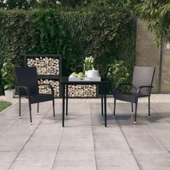 Ensemble de table et chaises de jardin 3 pièces noir