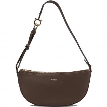 FERRAGAMO Women's Brown Leather Shoulder Satchel – SS25