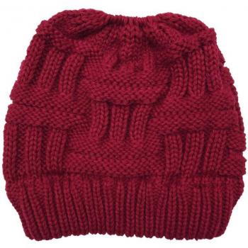Solid Color Ski Cap with Ponytail Opening