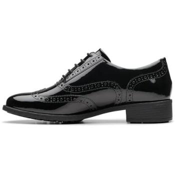 Clarks Havisham Oak Black Patent Brogues, Lace‑Up (Standard Fit)