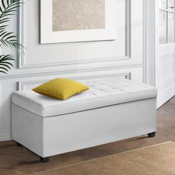 Artiss 97cm White Leather Storage Ottoman Blanket Box