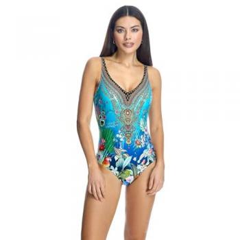 Tunique aquatique col en V féminine – code W241276C, taille 48-105, bleu
