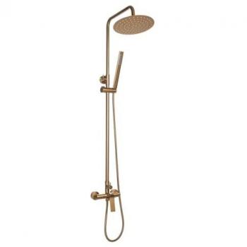 Invena Neri Plus Brushed Copper Bronze Wall‑Mounted Shower Mixer Column Set