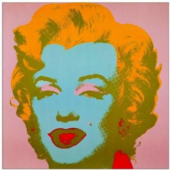 Art mural contemporain inspiré de Warhol avec le portrait de Marilyn Monroe (panneau MDF 25x25 cm)