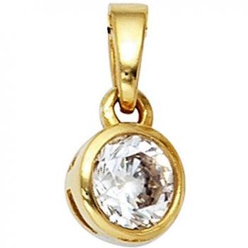 Goldvergoltener Anhänger aus 925 Sterling Silber mit einem strahlenden Zirkonia-Stein
