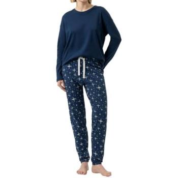 Pyjama long femme Mey bleu marine