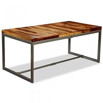 Solid Sheesham Wood Dining Table with Steel Legs 180 cm