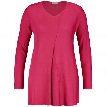 SAMOON Damen A‑Linien Pullover – Pink Lipstick, langärmlig Rundhals