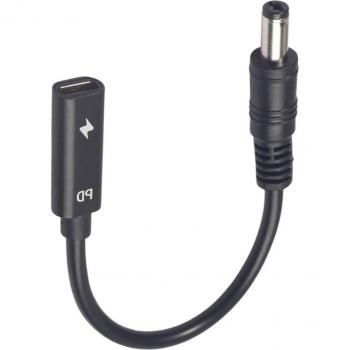 Cable de carga USB-C 3.1 a DC 20V para portátil, 5,5mm y 2,5mm/2,1mm, color negro