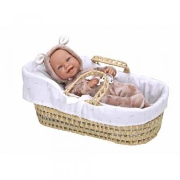 Muñeca de Bebé Arias Elegance Zoe 42 cm con cesta de mimbre
