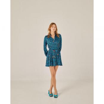 Vestido camisero corto con estampado