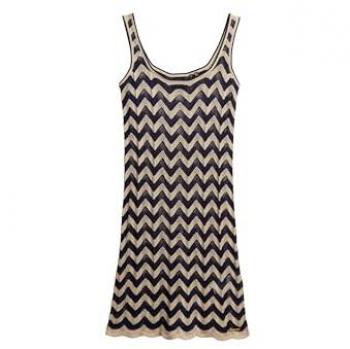 Superdry Navy/Gold Zigzag Short Dress for Women