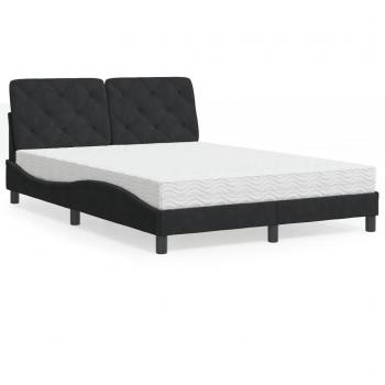 Lit double vidaXL avec matelas en velours noir 120x200 cm