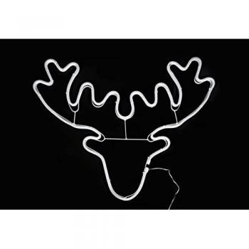 Stag Head Double-Sided Neon Rope Light Silhouette with 90 Cool White LEDs