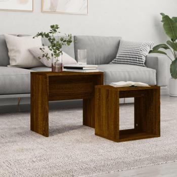 VidaXL 2-Piece Nesting Coffee Table Set in Brown Oak
