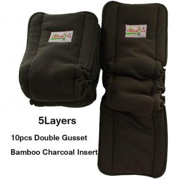 Ohbabyka, 10 insertos de pañal, tela con fuelle, carbón y bambú, lavables