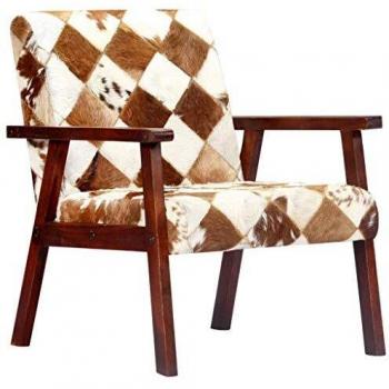 VidaXL Premium Real Goat Leather Armchair – Brown & White