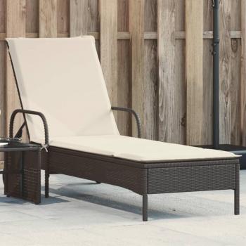 Chaise longue d'extérieur avec roues et coussin noir