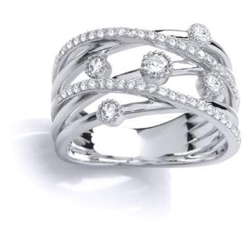 Jewelco London Silver CZ Dancing Rain Bubble Ring – GVR871 White Size O