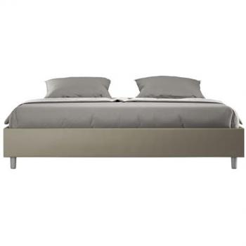 Letto Matrimoniale King Size Contenitore Imbottito 200x200 Similpelle Cappuccino Azelia