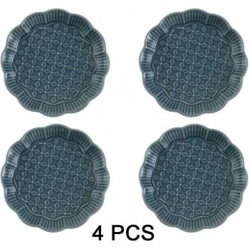 MUZITY Ceramic Dessert Dish 6 Inch Embossed