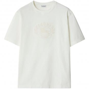 Burberry Men's Logo Embroidered T-Shirt | White | XL