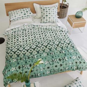 Housse de couette en percale de coton imprimée Karaoshi Celadon 260x240 cm