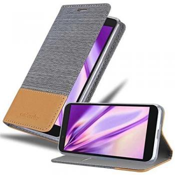 Funda Tarjetero Alcatel 1C 2019 Gris Claro Marrón