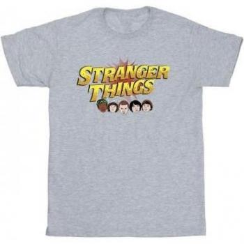 Stranger Things Boys Comic Heads Tee 9-11 Years Grey