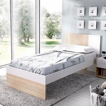 Lit bébé Dina Tête blanche nature 97 × 79 × 196 cm