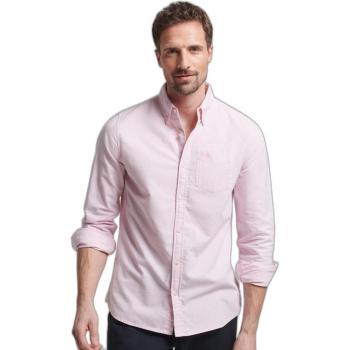 Camisa Superdry Vintage Algodón Manga Larga Estilo Oxford Rosa