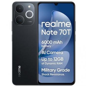 Smartphone Realme Note 70T 6.74” pantalla, 4GB RAM, 128GB SSD, Android 15, Negro