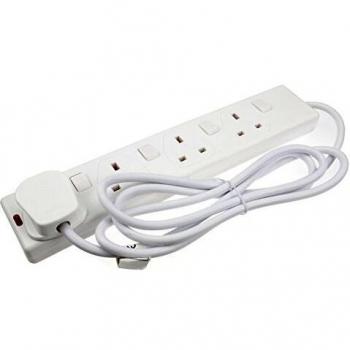 Individually Controlled 4 Gang UK Power Extension 2m