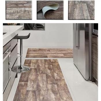 Alfombra Vinilo Antideslizante Madera para Cocina