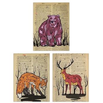Animal Alphabet A4 Trio – Fox, Bear, Stag, Deer