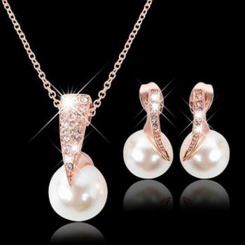 Collection de bijoux de mariage, pendentif Rose de mariée, collier et boucles d'oreilles