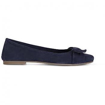 Ballerine blu notte in pelle scamosciata con fiocco 36