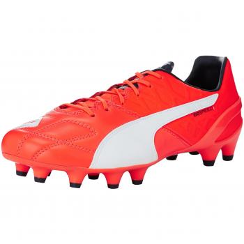 Puma Evospeed 1.4 Lth FG Men's Soccer Cleats, Lava Blast/White/Total Eclipse
