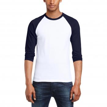 Men’s Classic Baseball Long‑Sleeve Tee, White/Navy – Fruit of the Loom