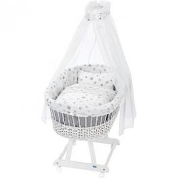 Set Biancheria 777‑9 Stelle Grigio Argento per Culla Alvi Birthe Bianco
