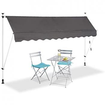 RELAXDAYS KLEMMMARKISE GRAU 300 x 120 cm