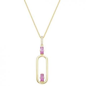 GIORGIO MARTELLO MILANO Kette mit Anhänger »Kette Anhänger, weiße und fuchsia Zirkonia vergoldet, Silber 925«