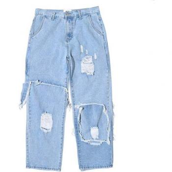 UNCLEDONJM Zerstörte schwarze Denim Jeans für Männer
