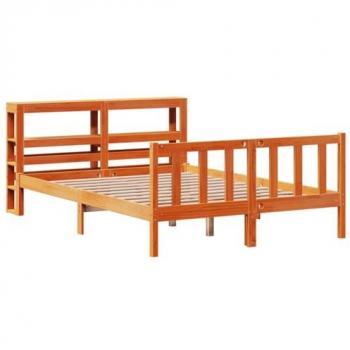 Estructura cama pino marrón cera 135x190 cm