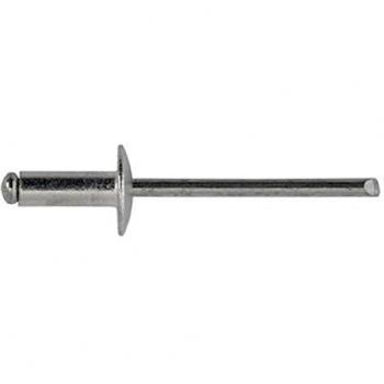Rivetto a strappo in alluminio con chiodo in acciaio zincato per legno e metallo. Testa larga, corpo filettato e diam