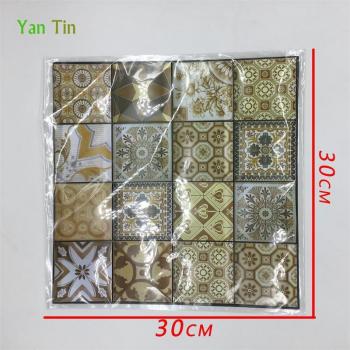 3D Simulation Leather Embossed Brick Pattern Tiles Wall Sticker Kitchen Bathroom Waist Line Decals Home Decor PVC Art Mural