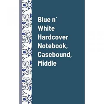 Blue n` White Hardcover Notebook, Casebound, Middle, Pack of 1